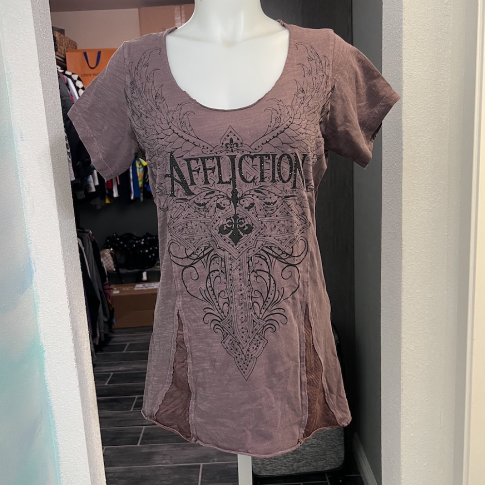 NWOT Affliction Bling Short Sleeve Top